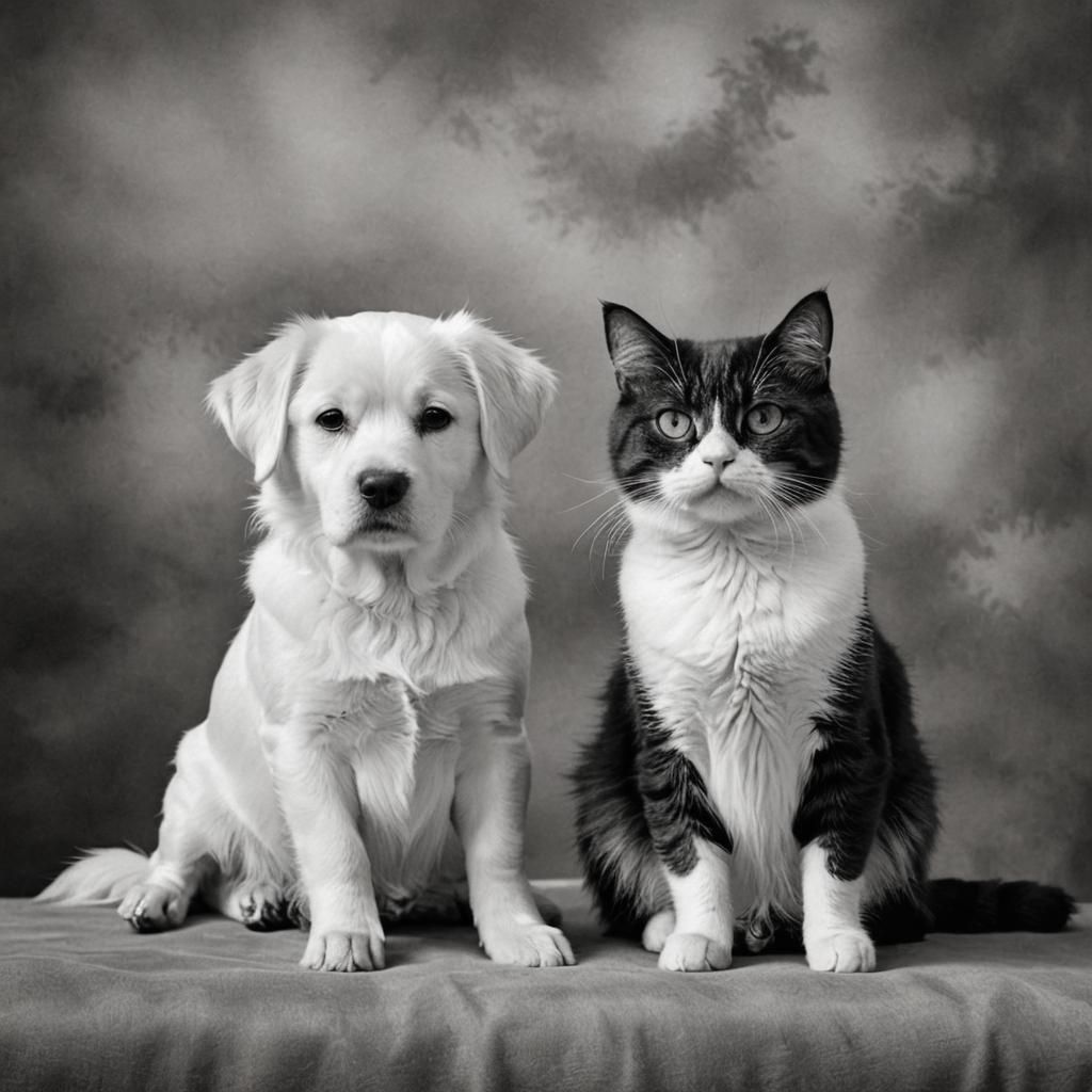 Dog and Cat: A Black and White Portrait
