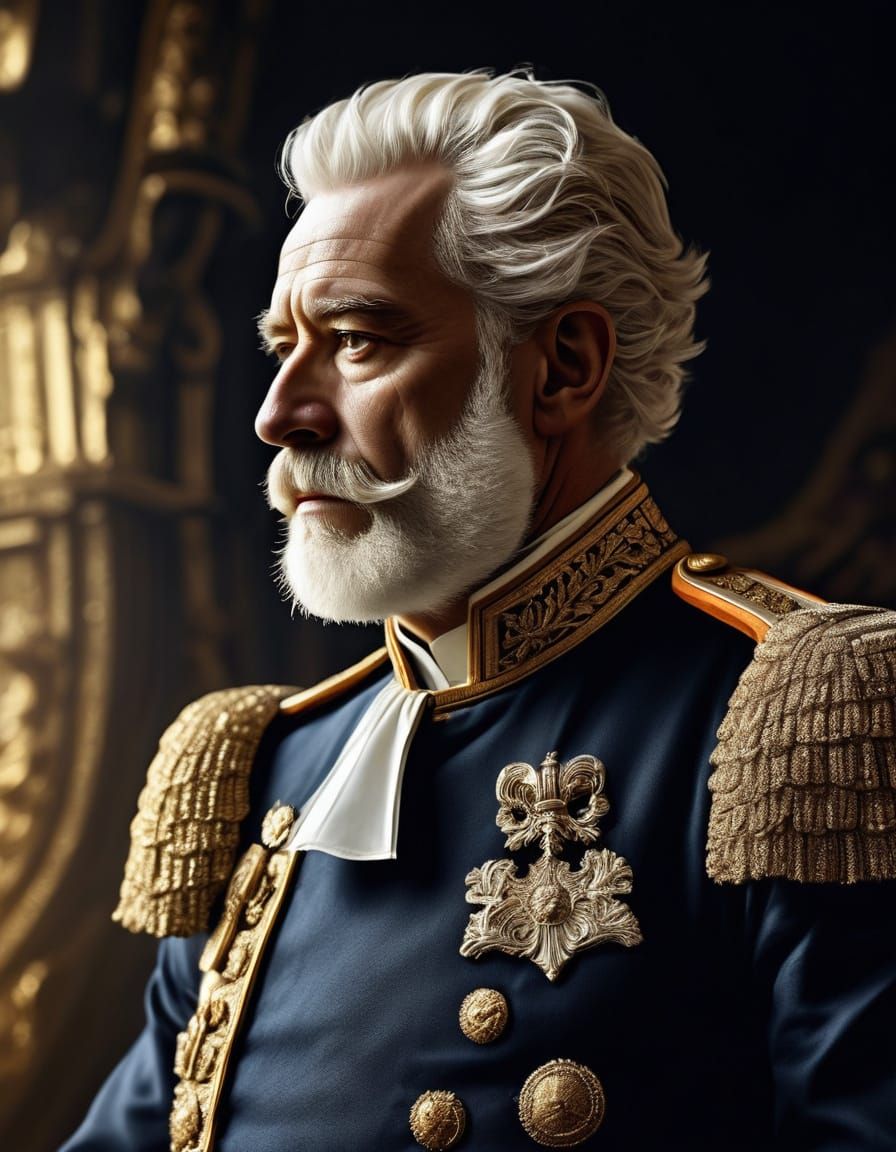 Baroque Admiral in Dramatic Lighting