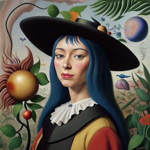 Surreal Floating Leaves in Dreamlike Landscape