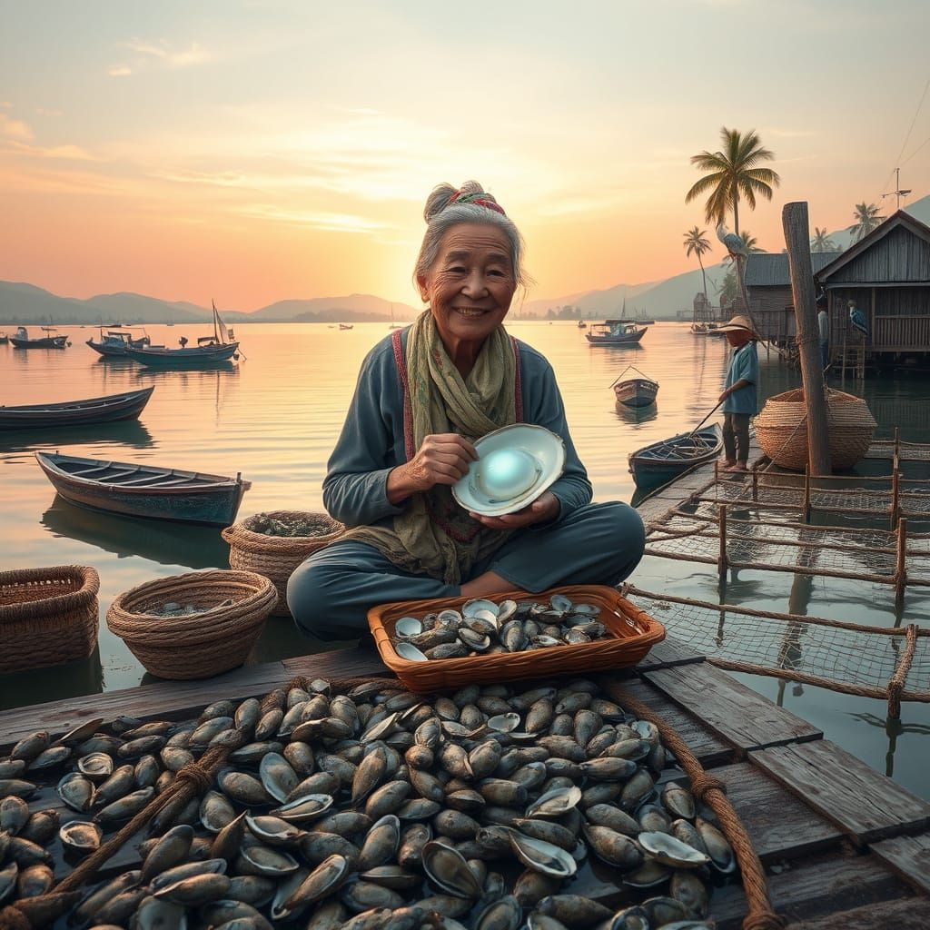 Ethereal Coastal Lagoon Sunrise in Traditional Wooden Stilt ...