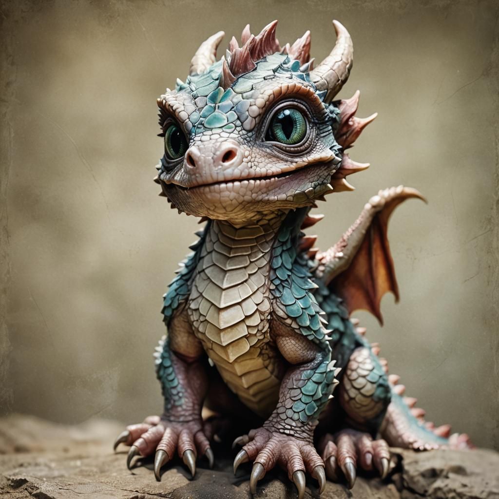 Cute Baby Dragon Macro Shot with Fairy Dust