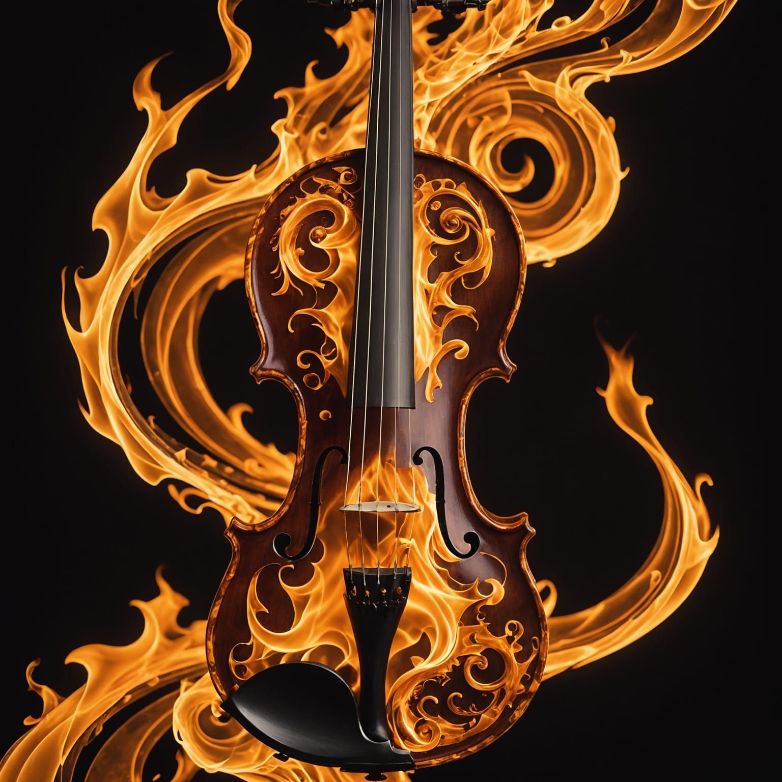 Ethereal Flame Violin Masterpiece in Intense Macro