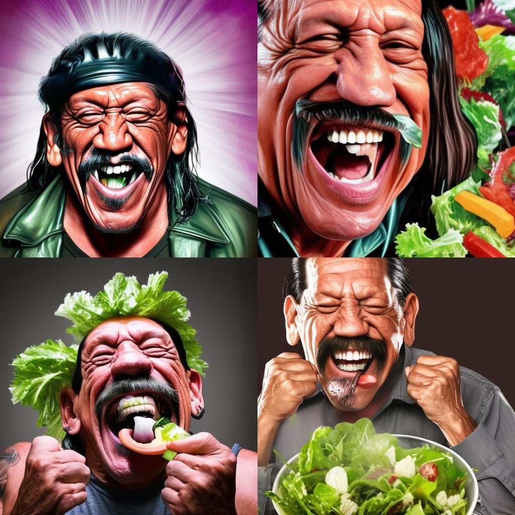 Danny Trejo Laughing: Hyperrealistic Splash Art Portrait