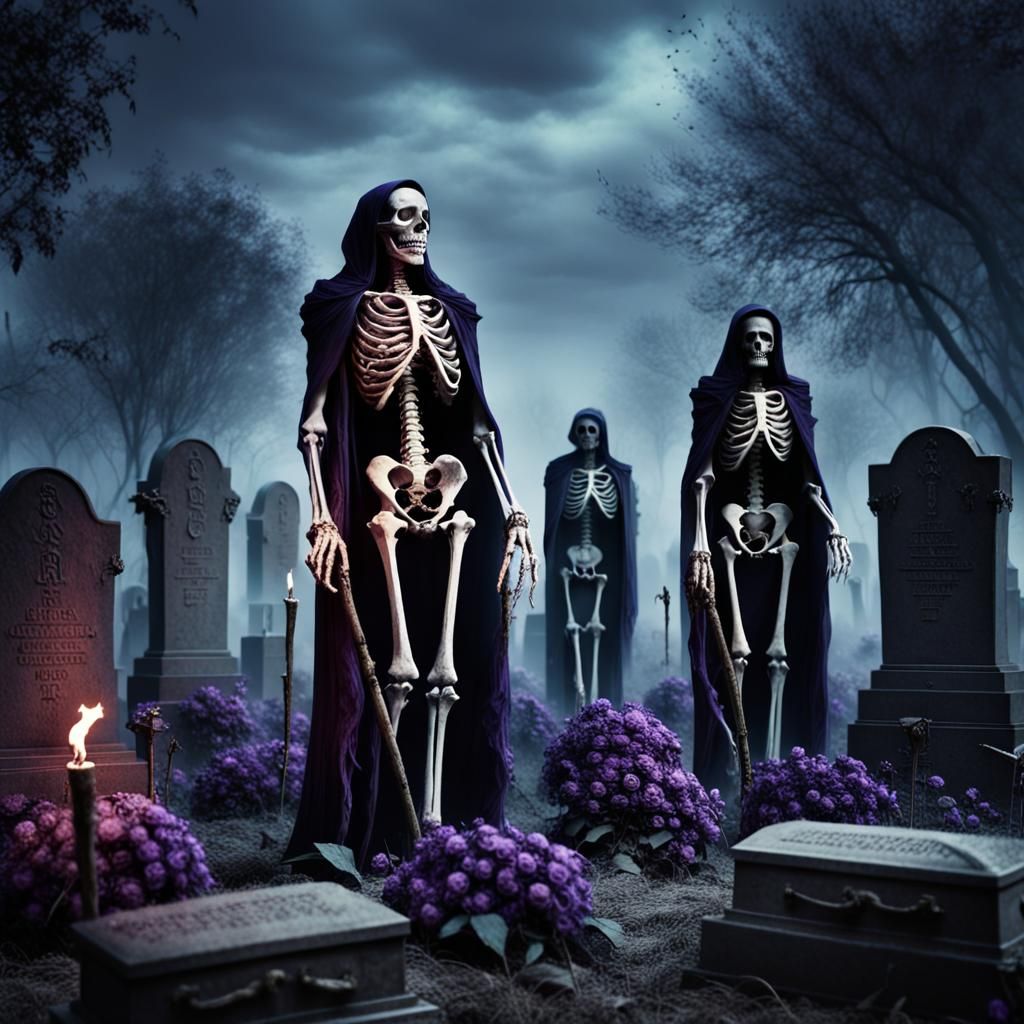 Gothic Skeleton Clan Patrolling Graveyard