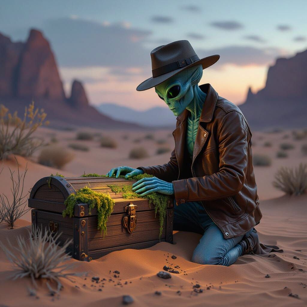 Alien Archaeologist Uncovers Desert Oasis Treasure