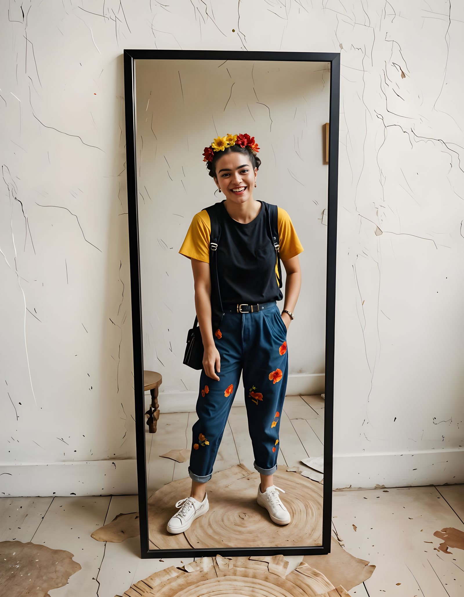 Frida Kahlo Smiles in a Vibrant Boho Chic