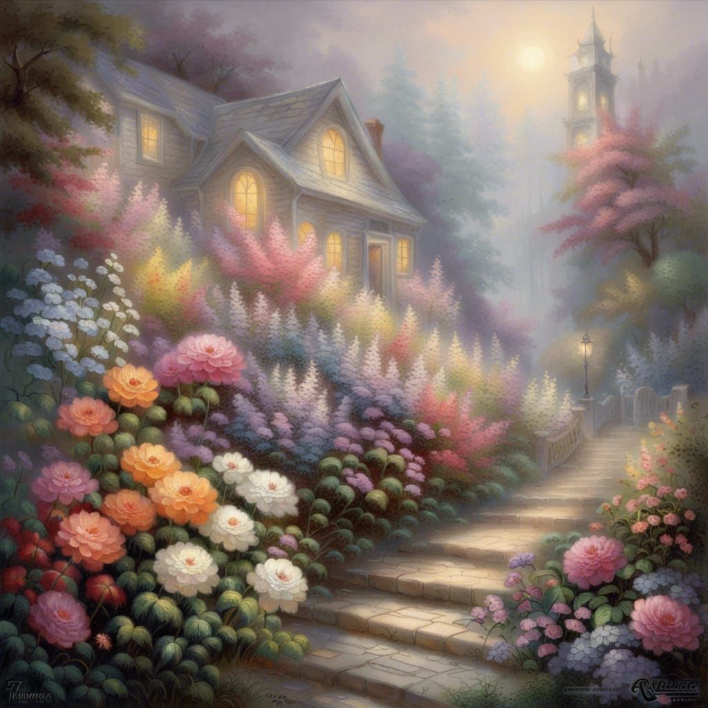 Ethereal Flowers in Hyperdetailed Fantasy Landscape