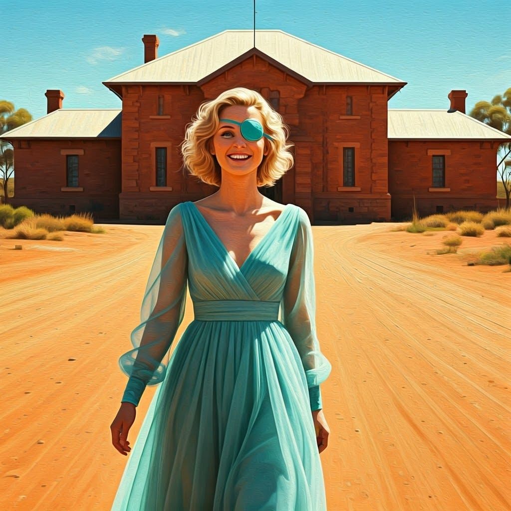 Elegant Woman Escaping Prison: Romantic Realism Style