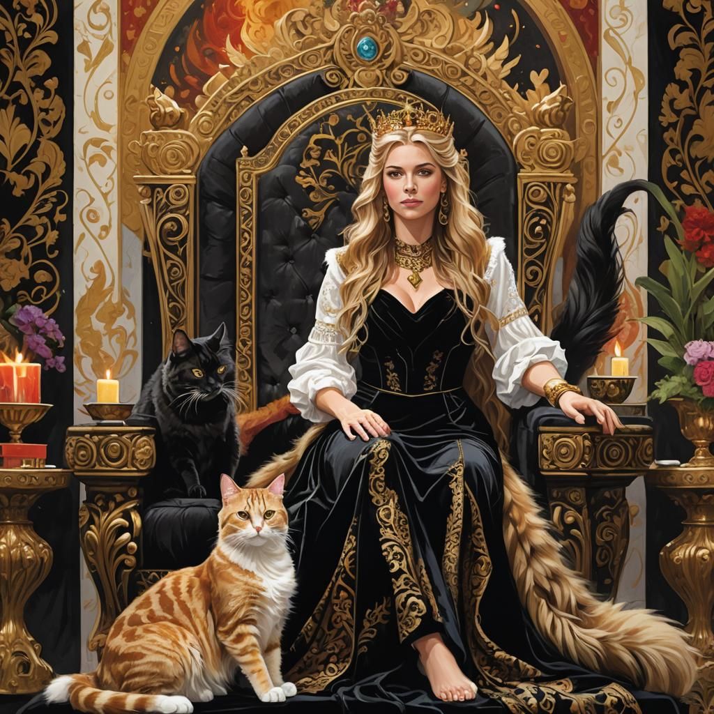 Woman and Tabby Cat on Throne: Stalenhag Concept Art