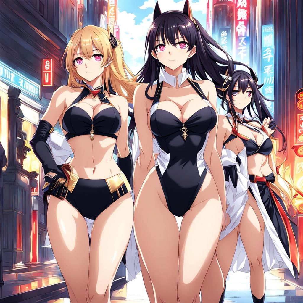 Anime Women in Cityscape: Manga Key Visual