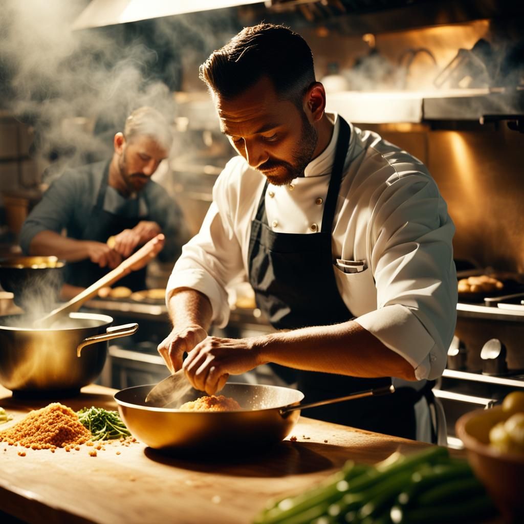 Handsome Chef Cooks in Culinary Contest