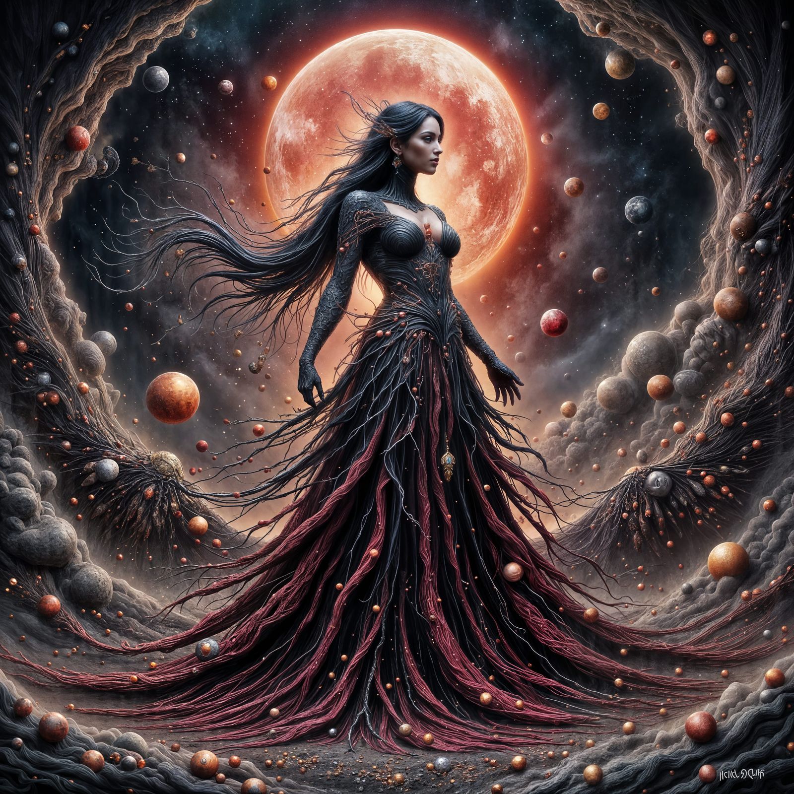 Scorpio Goddess in Astral Cavern, Fantasy Art