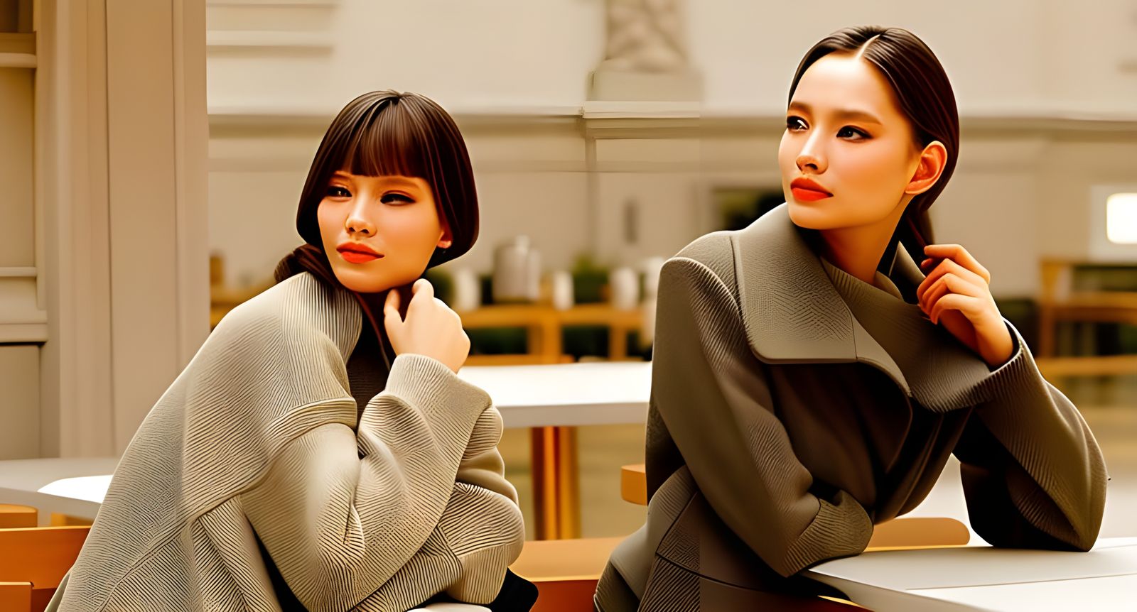 Cafe Scene: Photorealistic Portrait in Classic Style