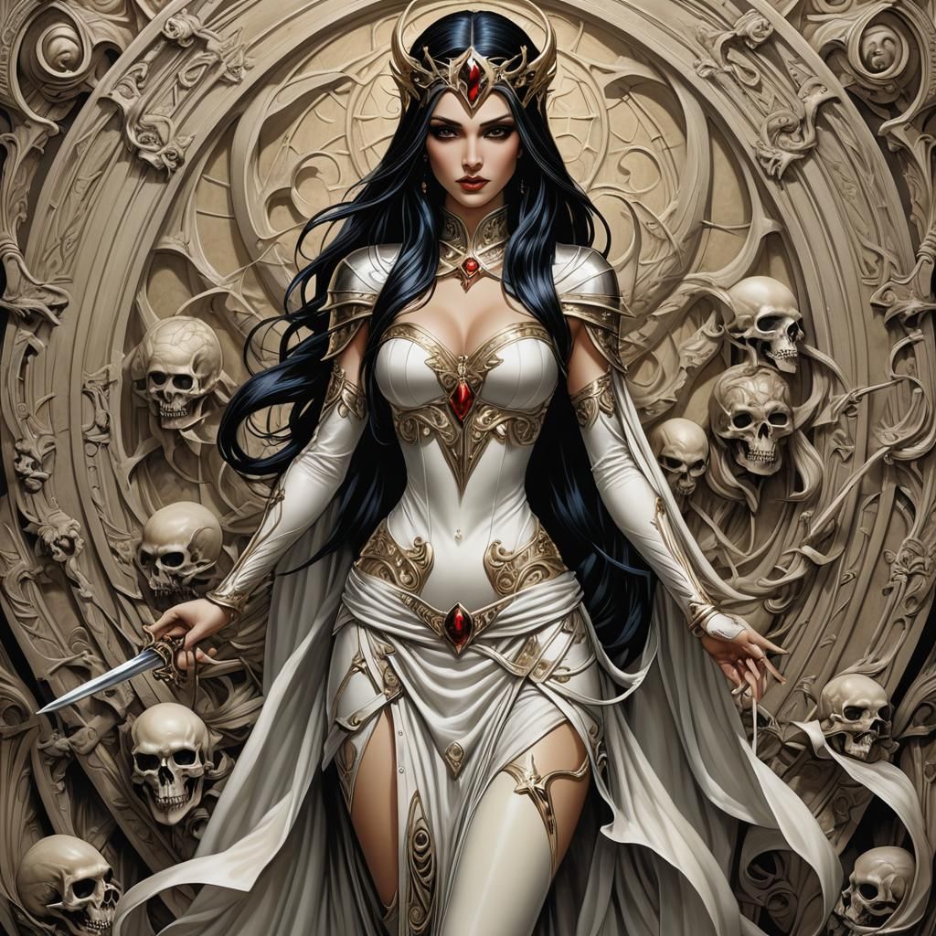 Grimdark Fantasy Portrait in Pin-Up Style