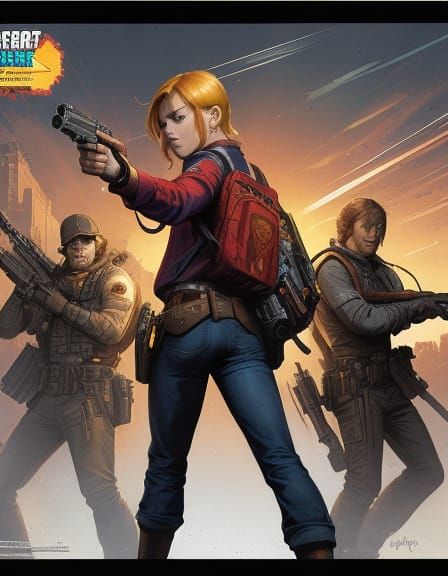 Comic Book Art of a Hero Wielding an Apple Blaster