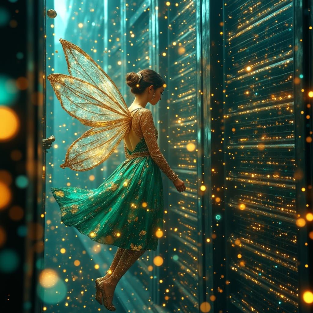 Circuit Fairy in Digital Ether, Cyberpunk Style