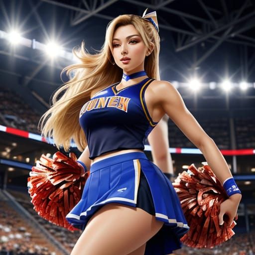 Stunning Cheerleader in Realistic Sports Event Setting