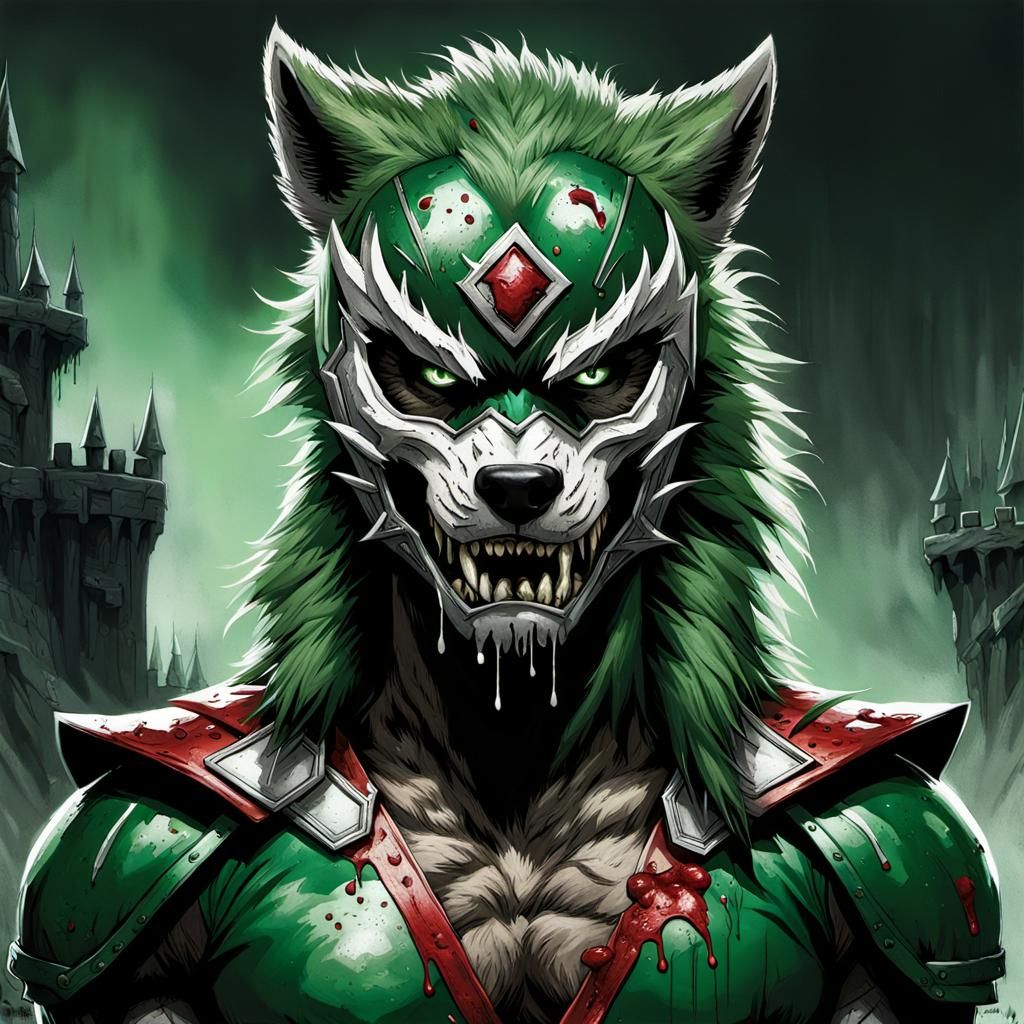 Green Ranger Werewolf Transformation: Dark Fantasy Art