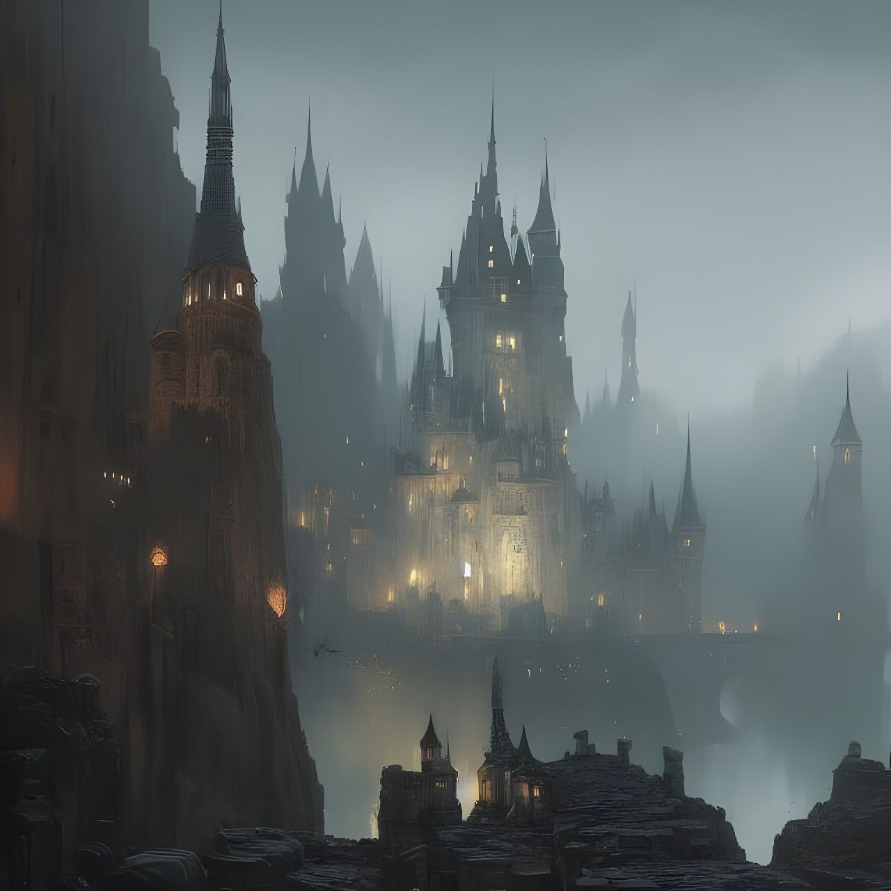 Dracula's Castle Bridge: Dark Fantasy Concept Art