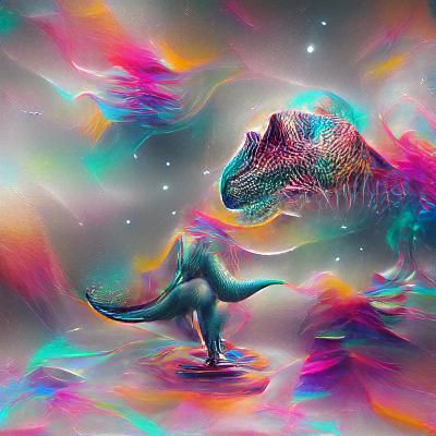 Astral Dinosaur Holographic Illustration in 8K