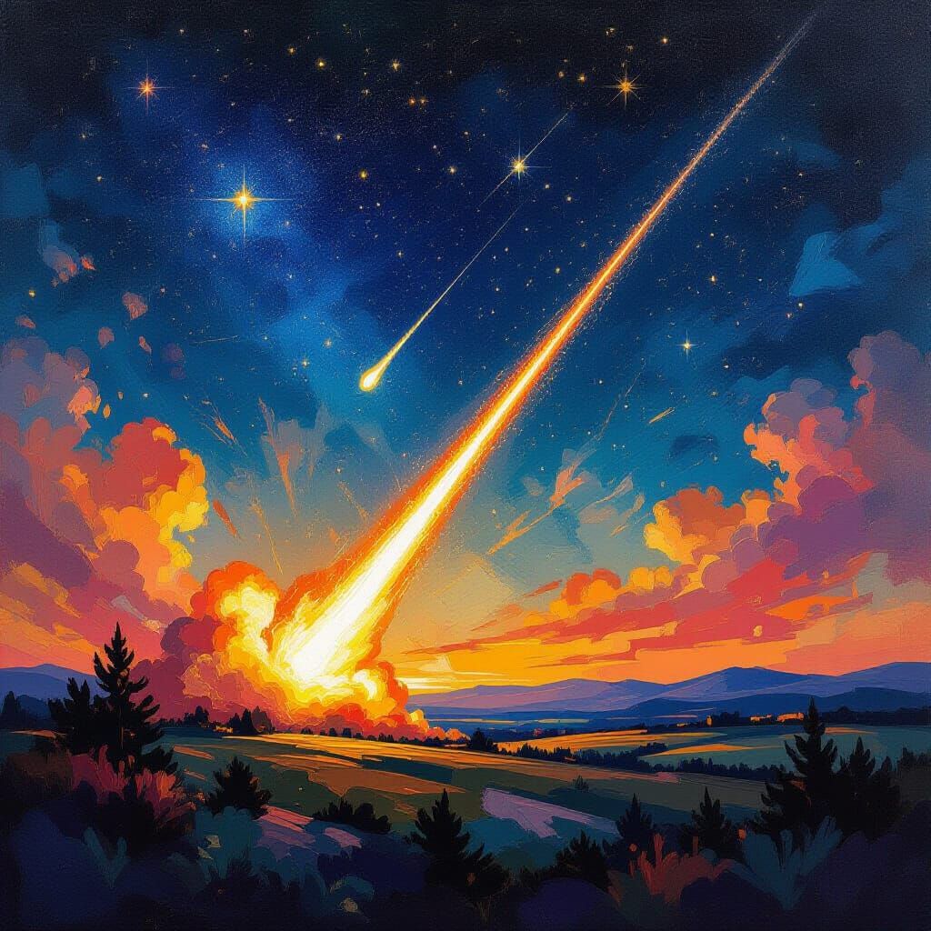 Cosmic Meteorite Streaks Across Starry Expanse