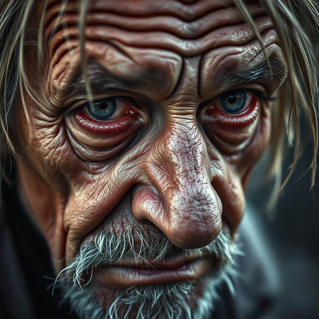 Photorealistic Portrait of Lonesome Old Man