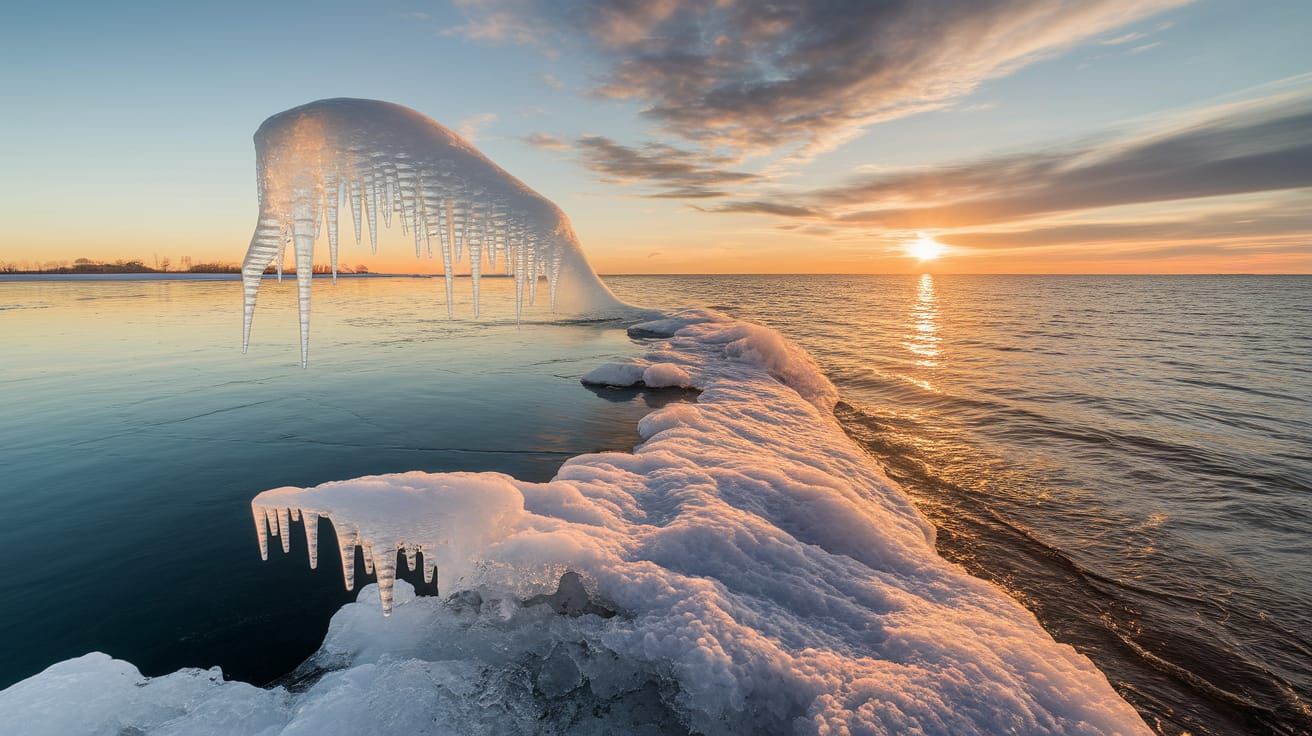 Frozen Lake Meets Sun-Baked Riverbed: A Double Exposure