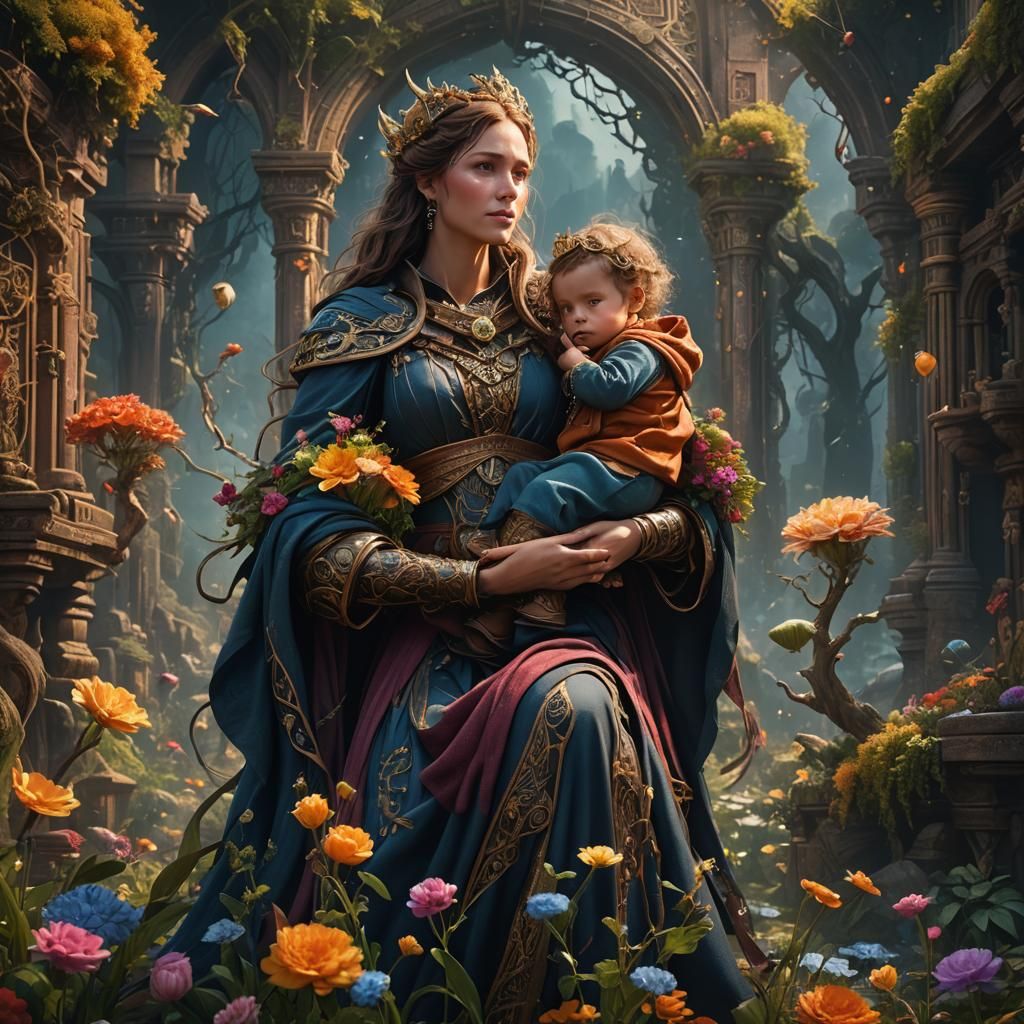 Fantastical Motherhood: Detailed Matte Painting in 8K