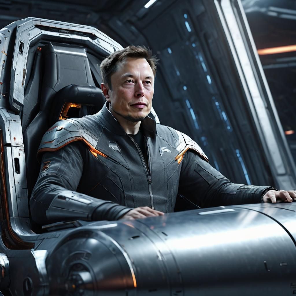Elon Musk on Futuristic Rocket in 3D