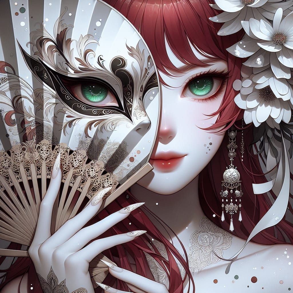 Anime-Inspired Portrait of a Woman with Green Eyes