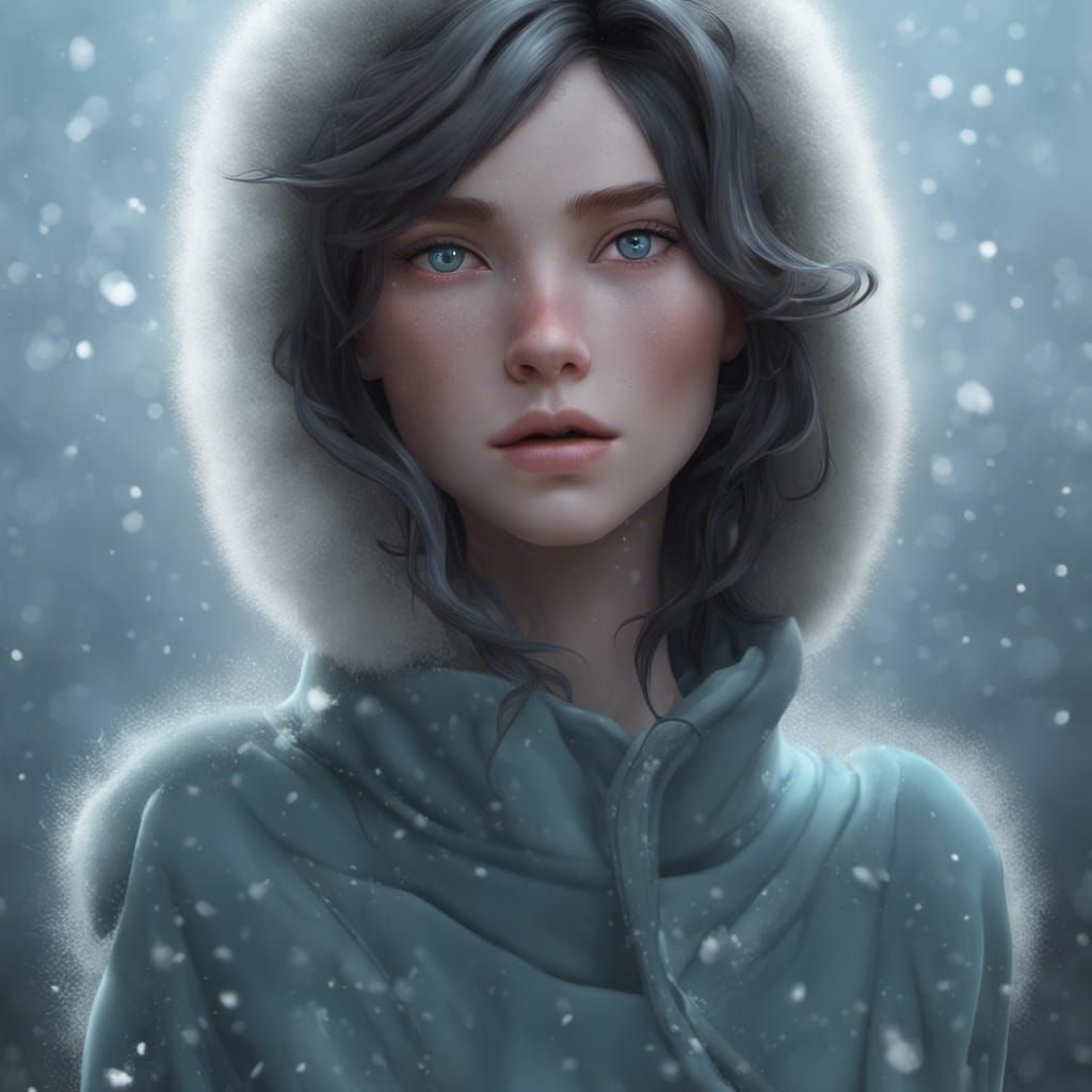 Winter Girl Portrait in Hyperdetailed Style