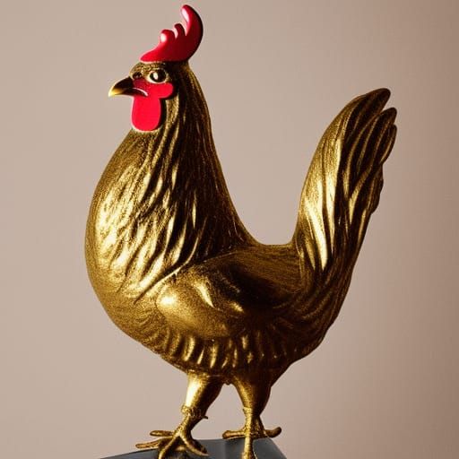 Golden Chicken Statue Art