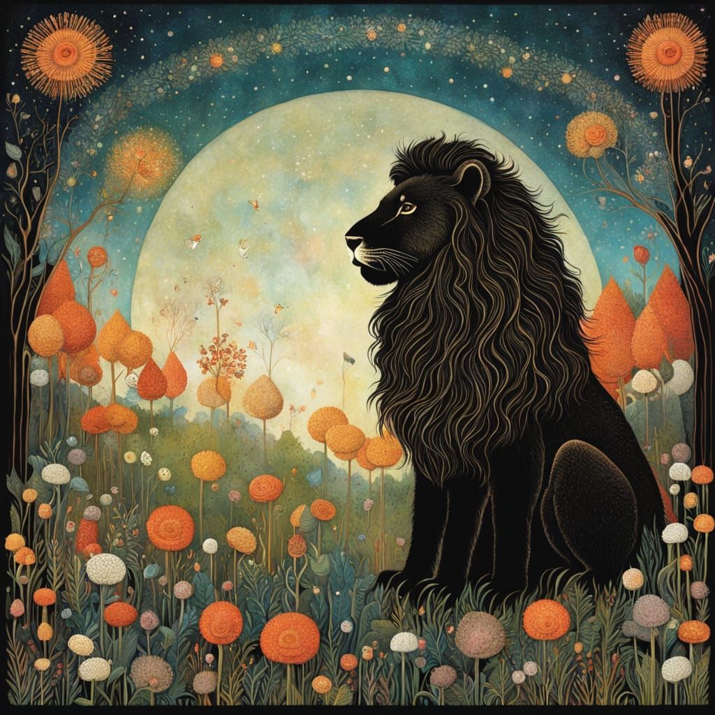 Happy Lion and Lamb in Stylized Art