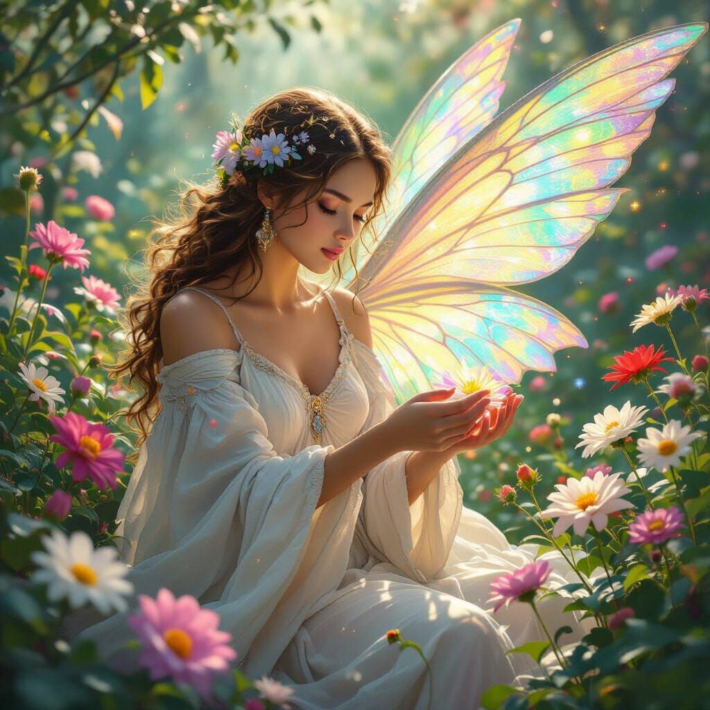 Celestial Being in Cosmic Garden, Digital Art