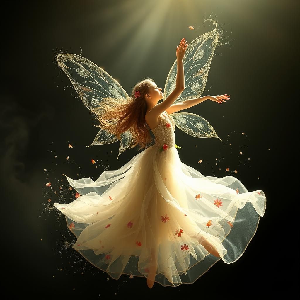 Beautiful Fairy Dancer with Floral Accents