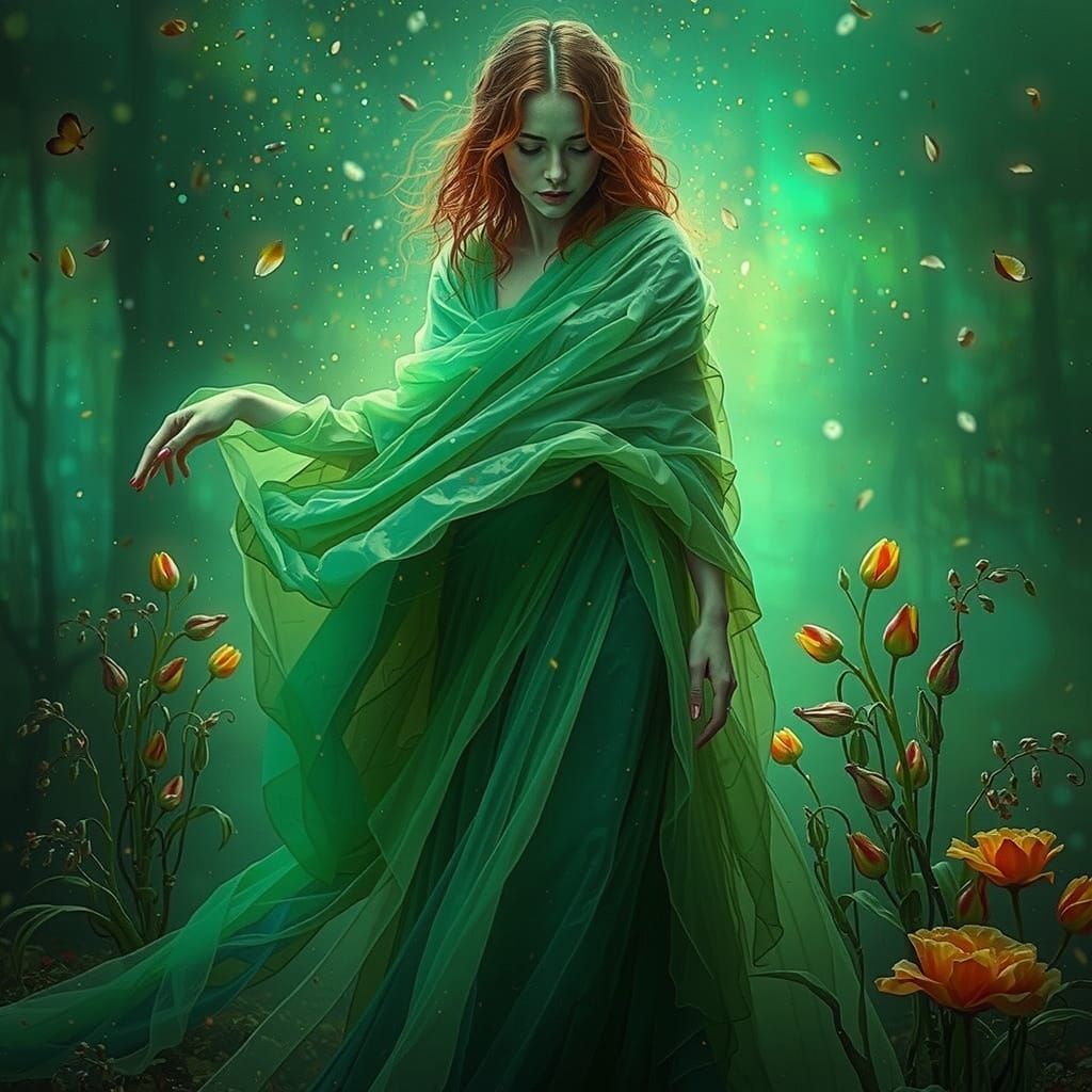 Surreal Goddess Awakens Inner Strength in Vibrant Aura