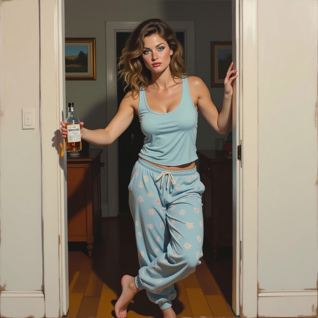 Inebriated Woman in Expressive Artistic Style