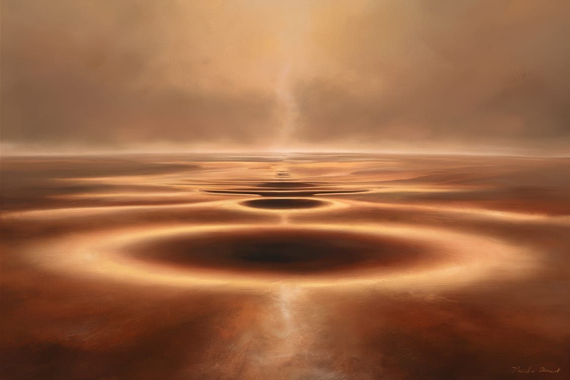 Serene Landscape with Meniscus Effect