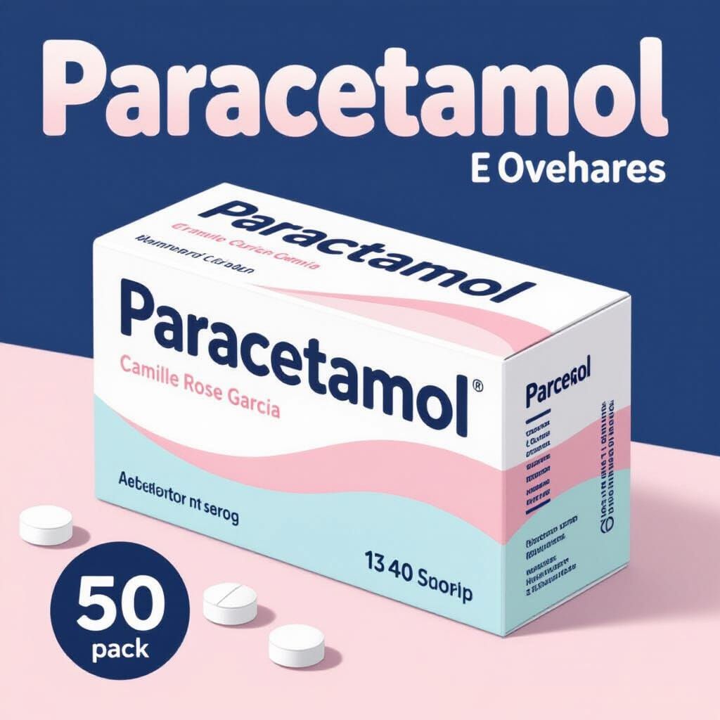 Paracetamol Box in Pastel Colors with Bold Typography