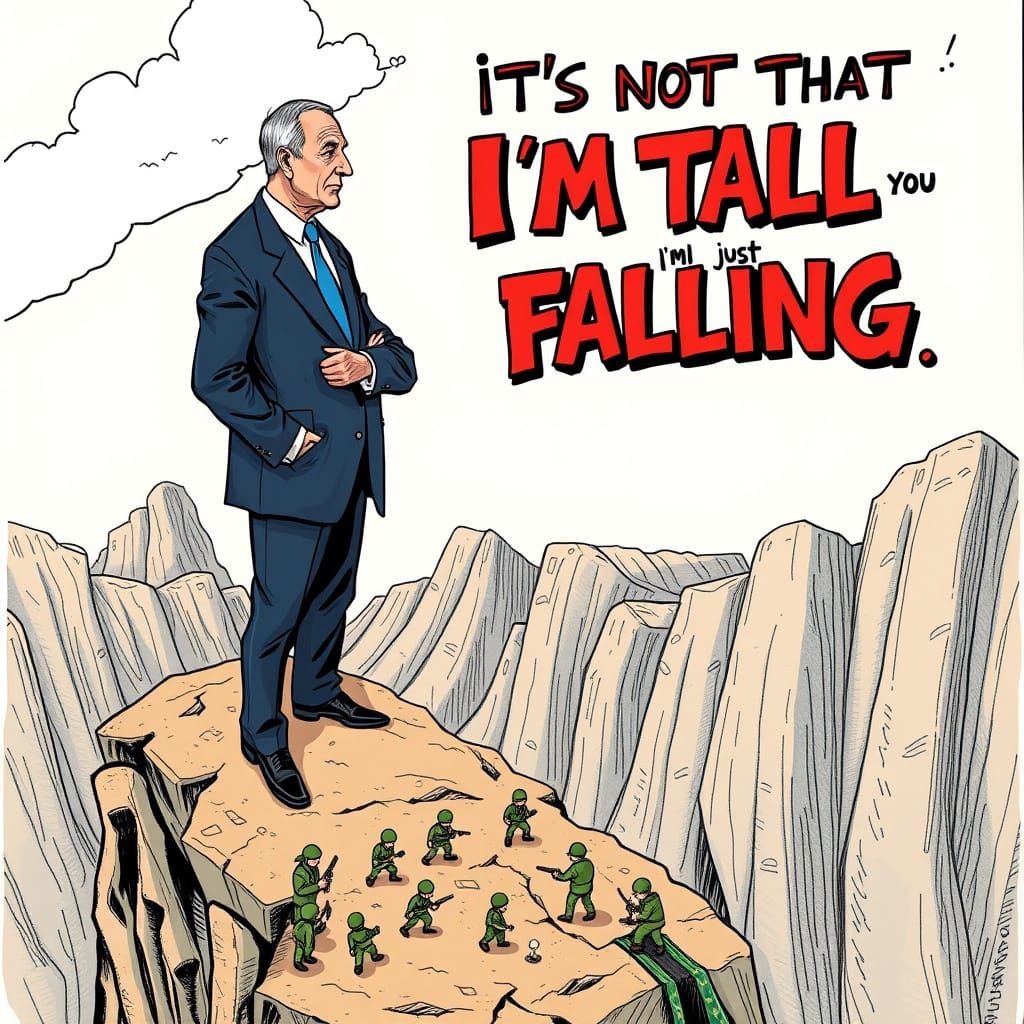 Confident Figure Overlooks Miniature Enemies