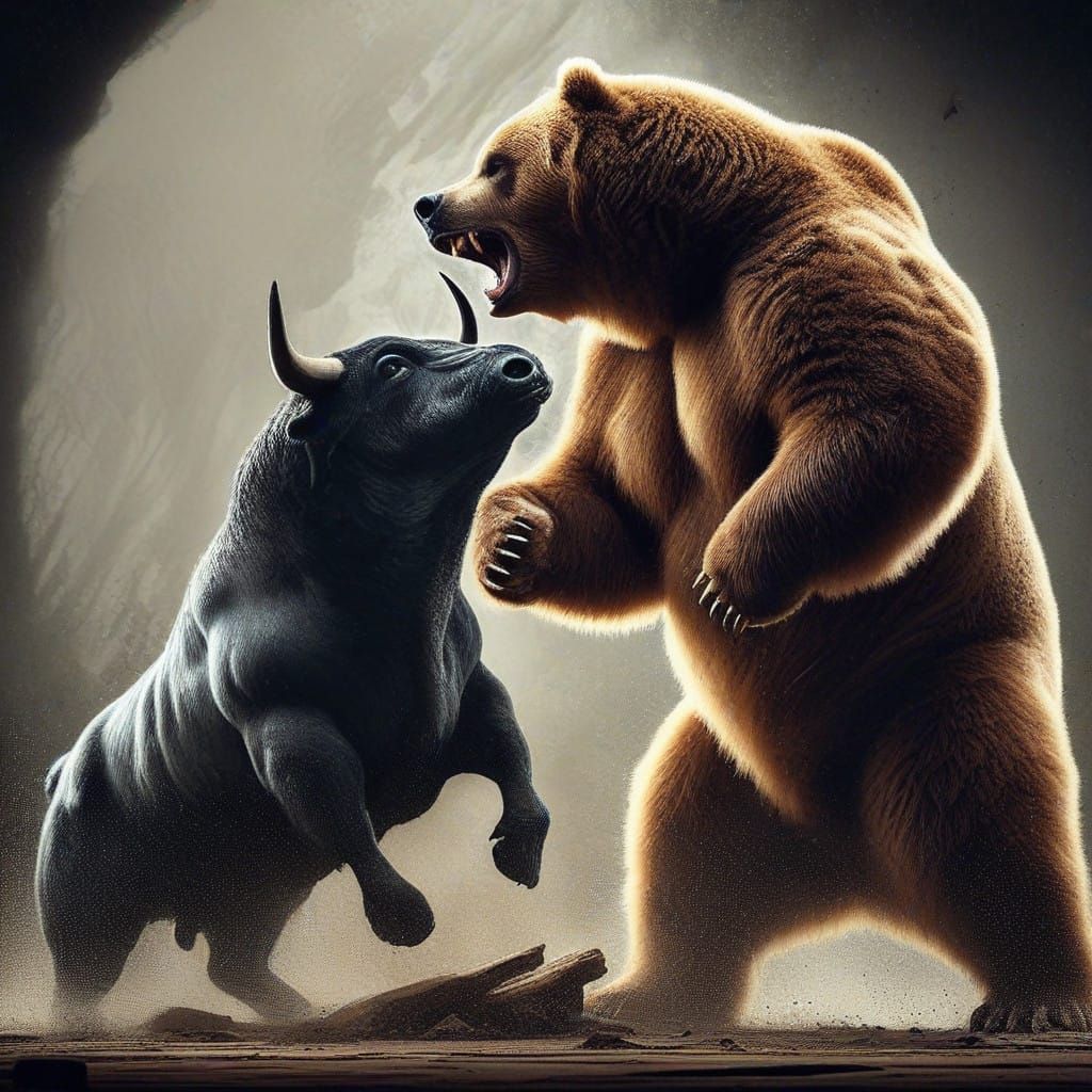 Fierce Battle in Fading Light: Muscular Kodiak Bear vs. Migh...