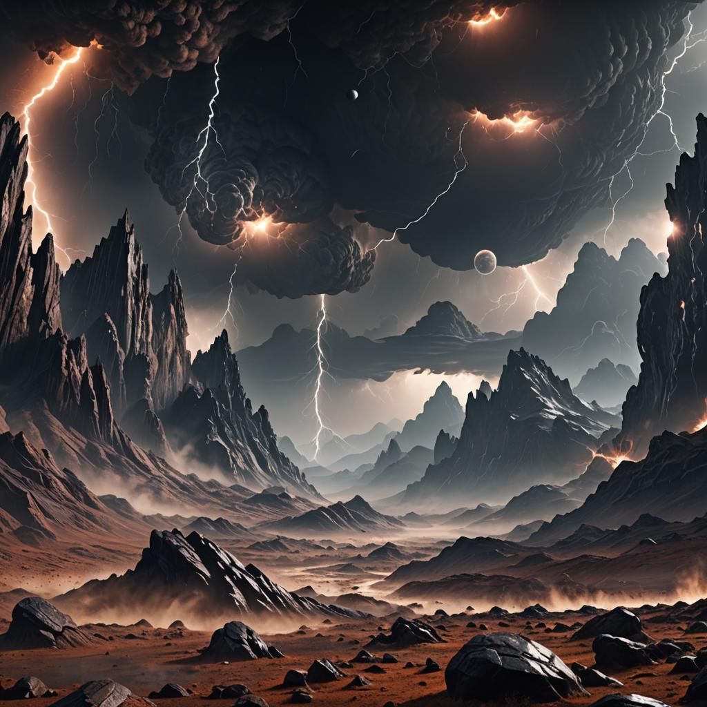 Stormy Alien Landscape in Sci-Fi 3D Game Art