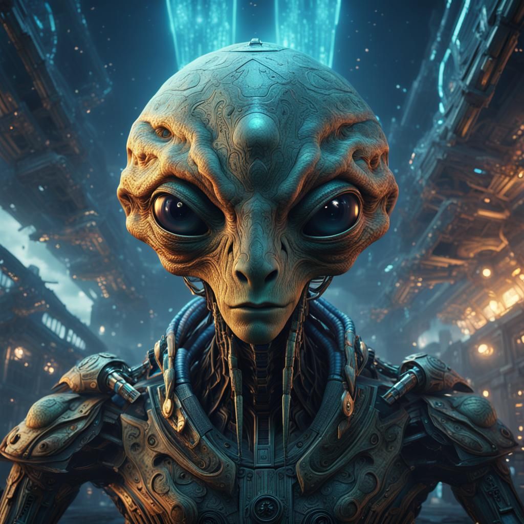 Alien Stares Intently: Detailed Matte Painting