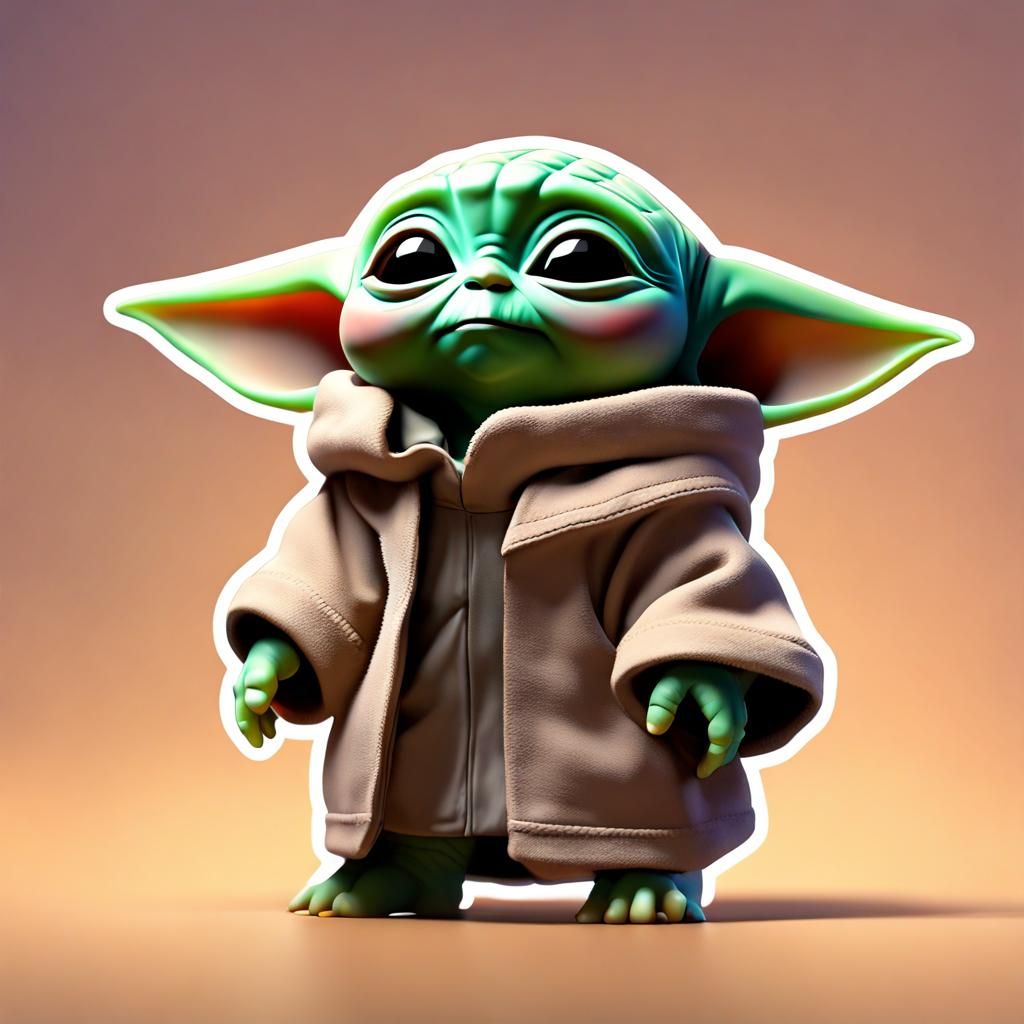 Baby Yoda, sticker, cute,