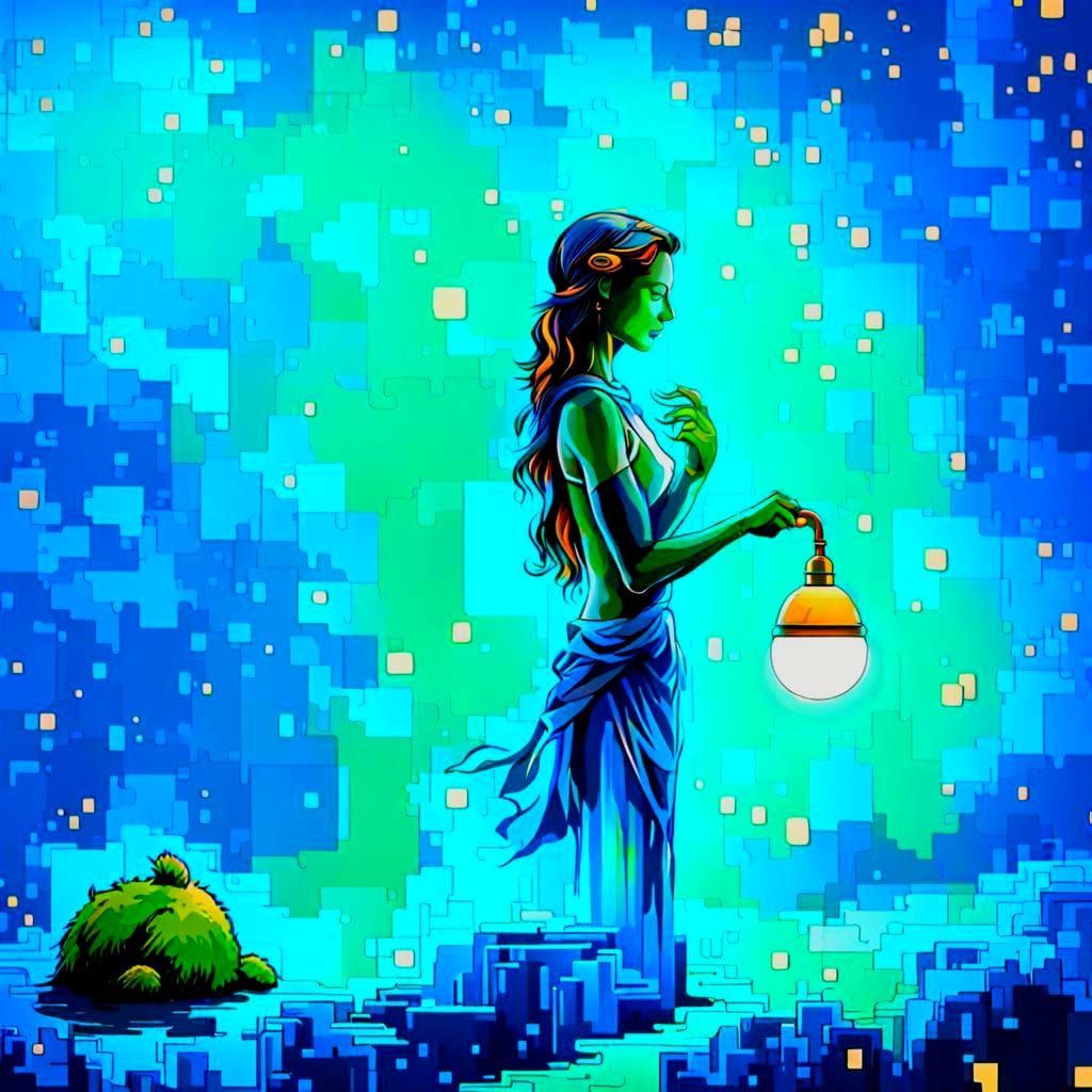 Figure Holding Orb of Light