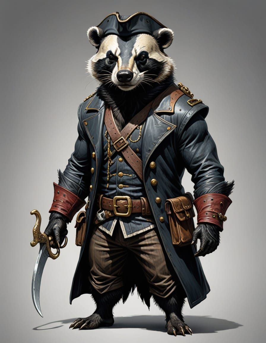 Muscular Badger Pirate Character