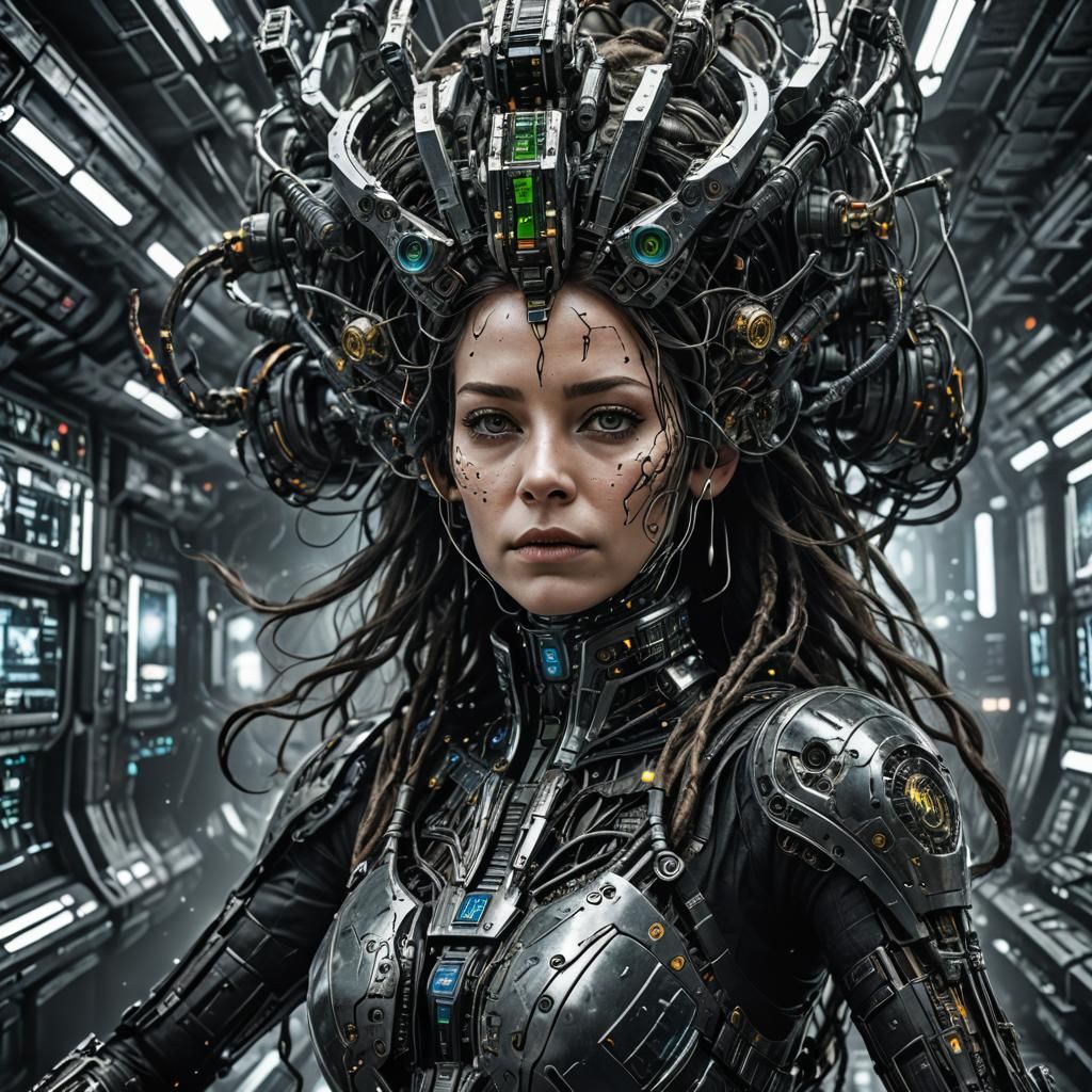 Borg Queen in the Collective: Hyperrealistic Cinematic Image