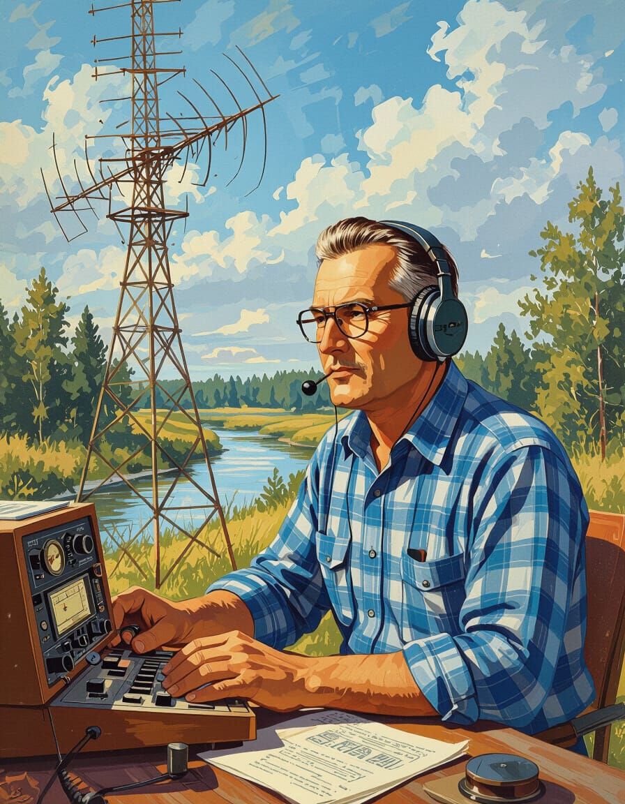 Soviet Radio Amateur in 70s Poster Style