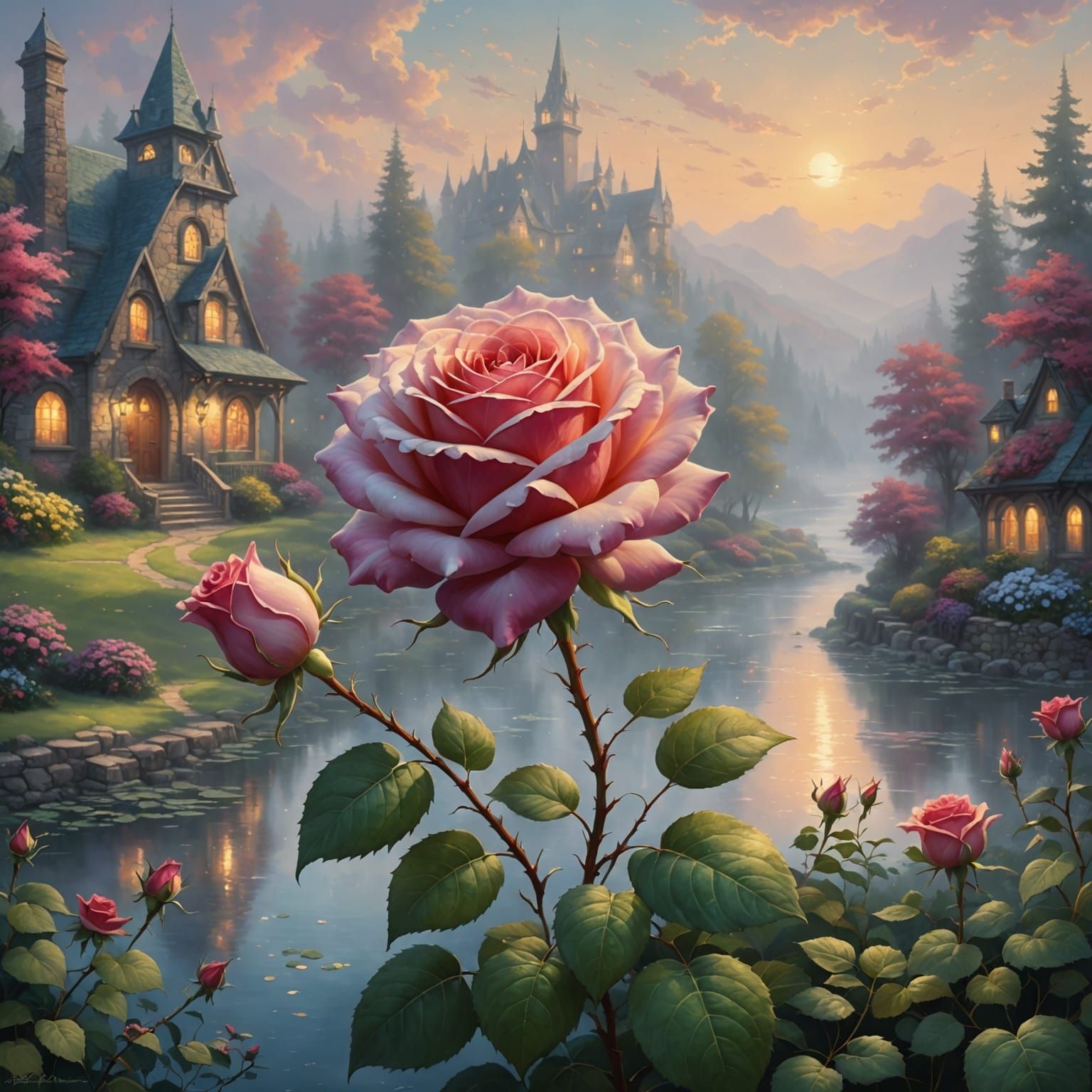 Ethereal Rose in Luminist Fantasy Style