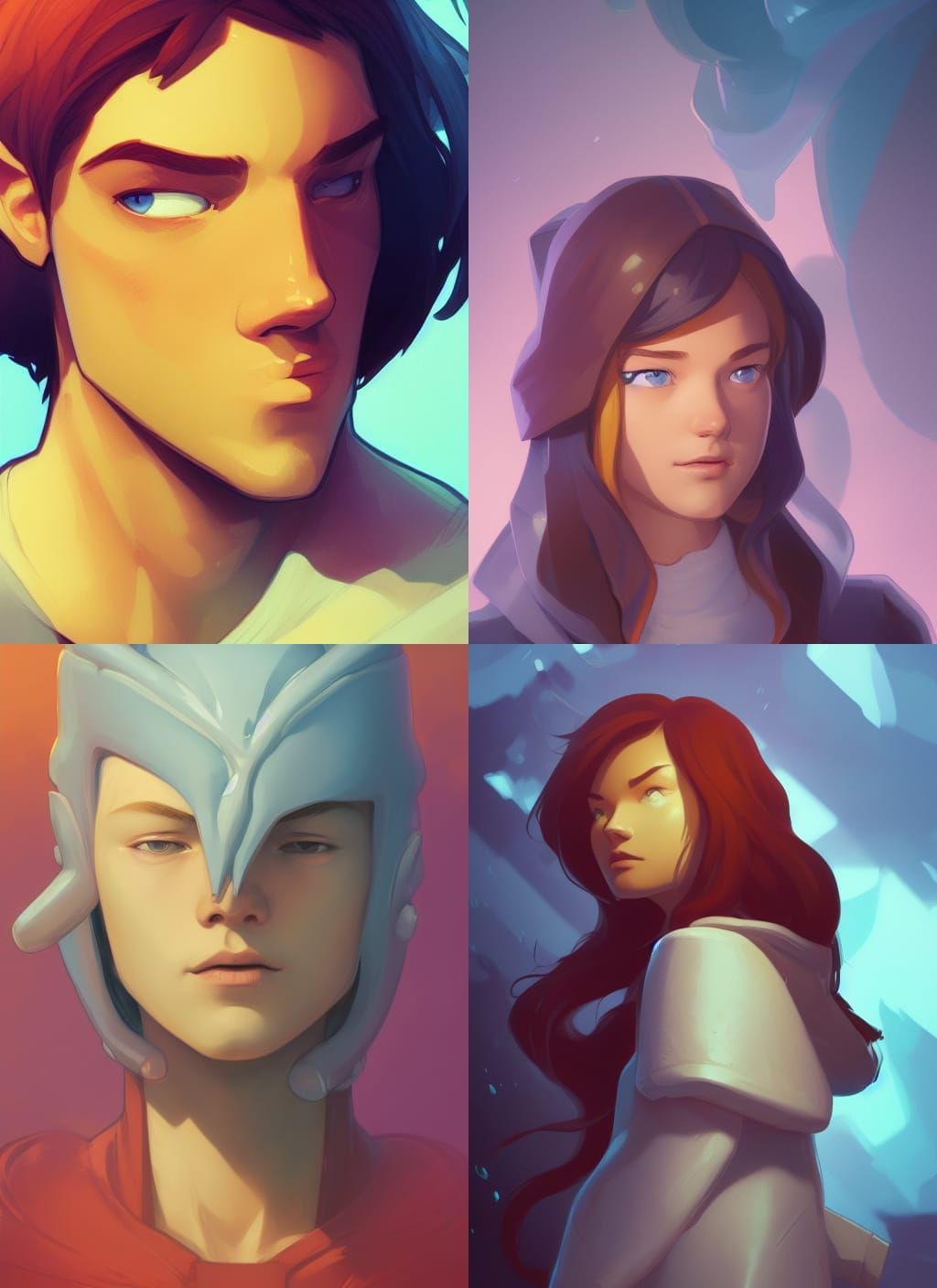 Finn from Adventure Time Portrait in Artstation Style